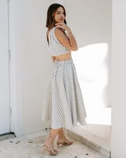 SUGA-001 Coast To Coast Striped Pocketed Midi Skirt - SALE 11 SUGA-001 Coast To Coast Striped Pocketed Midi Skirt - SALE -clothes Sales EM4A2370