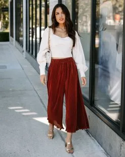 FORE-001 Villanueva Plisse Cropped Pants - Bronze - FINAL SALE -clothes Sales EM4A3415 bd55e049 569b 4680 8a11 a9b035689e6c