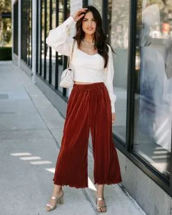 FORE-001 Villanueva Plisse Cropped Pants - Bronze - FINAL SALE