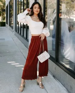 FORE-001 Villanueva Plisse Cropped Pants - Bronze - FINAL SALE -clothes Sales EM4A3440