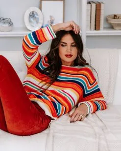 Think Bold Striped Knit Pullover Sweater - FINAL SALE -clothes Sales EM4A3529