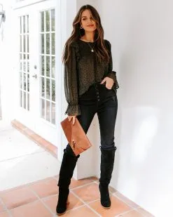 Willamette Smocked Leopard Ruffle Blouse - FINAL SALE -clothes Sales EM4A4038