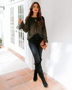 Willamette Smocked Leopard Ruffle Blouse - FINAL SALE -clothes Sales EM4A4048