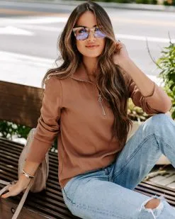 Mariana Knit Half Zip Lightweight Pullover Sweater - Latte - FINAL SALE