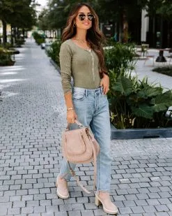 GILL-001 Rookie Washed Cotton Henley Bodysuit - Sage - FINAL SALE -clothes Sales EM4A4298 be6306c9 fe8d 4ff0 83fe 843d41c5987c