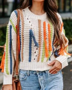 50 Shades Of Autumn Knit Fringe Sweater - FINAL SALE -clothes Sales EM4A4305