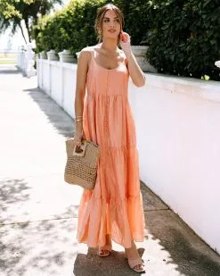 Trish Tiered Maxi Dress - Dusty Coral
