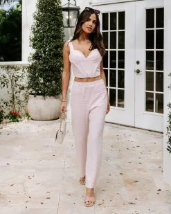 ENDL-001 Mademoiselle Coco Tweed High Waisted Pants - Pink - FINAL SALE -clothes Sales EM4A4779 fbe26572 d11a 43e0 9692 b069f1970aed