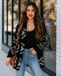 Koma Belted Knit Cardigan - Black - FINAL SALE -clothes Sales EM4A4867