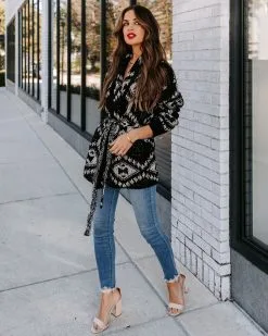 Koma Belted Knit Cardigan - Black - FINAL SALE -clothes Sales EM4A4911