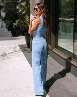 ON T-001 Catalina Island Ribbed High Waisted Pants - Blue - SALE -clothes Sales EM4A5152 465ea0f9 a1ba 416d b639 1508e39ae2d8