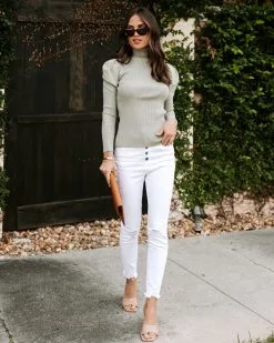 Highrise Ribbed Turtleneck Sweater - Sage - FINAL SALE -clothes Sales EM4A5325