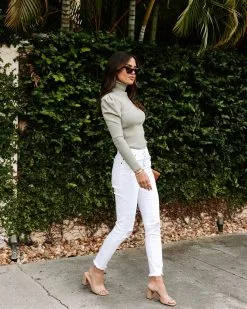 Highrise Ribbed Turtleneck Sweater - Sage - FINAL SALE -clothes Sales EM4A5379