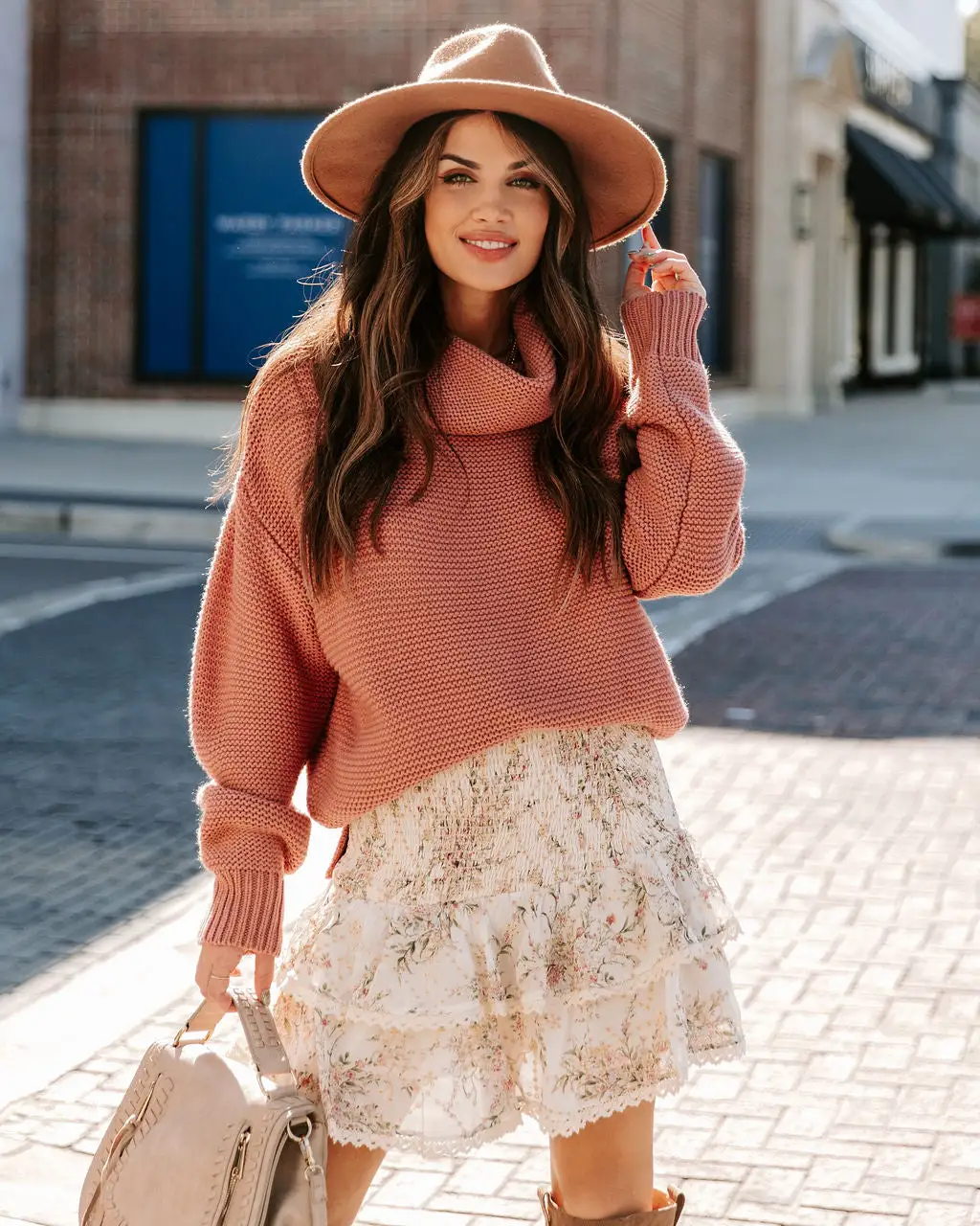 Terrance Cowl Neck Knit Sweater - Sienna - FINAL SALE 1 Terrance Cowl Neck Knit Sweater - Sienna - FINAL SALE