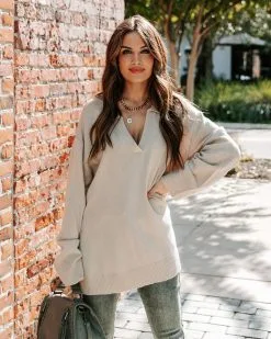 Kasey Collared Knit Sweater - Natural - FINAL SALE -clothes Sales EM4A5737