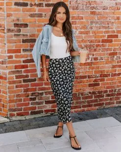 DRES-001 Jossy Floral Satin Midi Skirt - FINAL SALE -clothes Sales EM4A5796