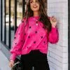 Beating Heart Embroidered Knit Sweater - Pink - FINAL SALE