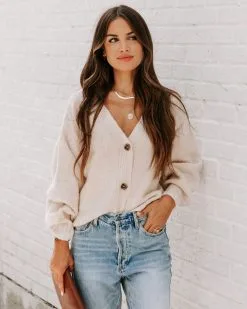Cardi Weather Balloon Sleeve Cardigan - Oatmeal - FINAL SALE