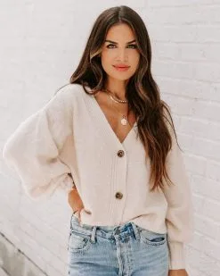 Cardi Weather Balloon Sleeve Cardigan - Oatmeal - FINAL SALE -clothes Sales EM4A5961 a40c9109 6ae3 4a5f 85ee 3f564c025ce9