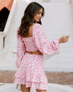 ACOA-001 Celestine Floral Tiered Mini Skirt - Pink - SALE -clothes Sales EM4A5976 4a681b65 cbe6 4c50 8cc0 e5d1f0aeaf67