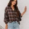 LOVE-003 Williamsburg Cotton Plaid Button Down Top - FINAL SALE