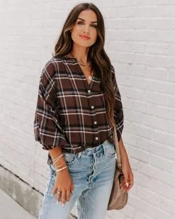 LOVE-003 Williamsburg Cotton Plaid Button Down Top - FINAL SALE 17 LOVE-003 Williamsburg Cotton Plaid Button Down Top - FINAL SALE -clothes Sales EM4A6032