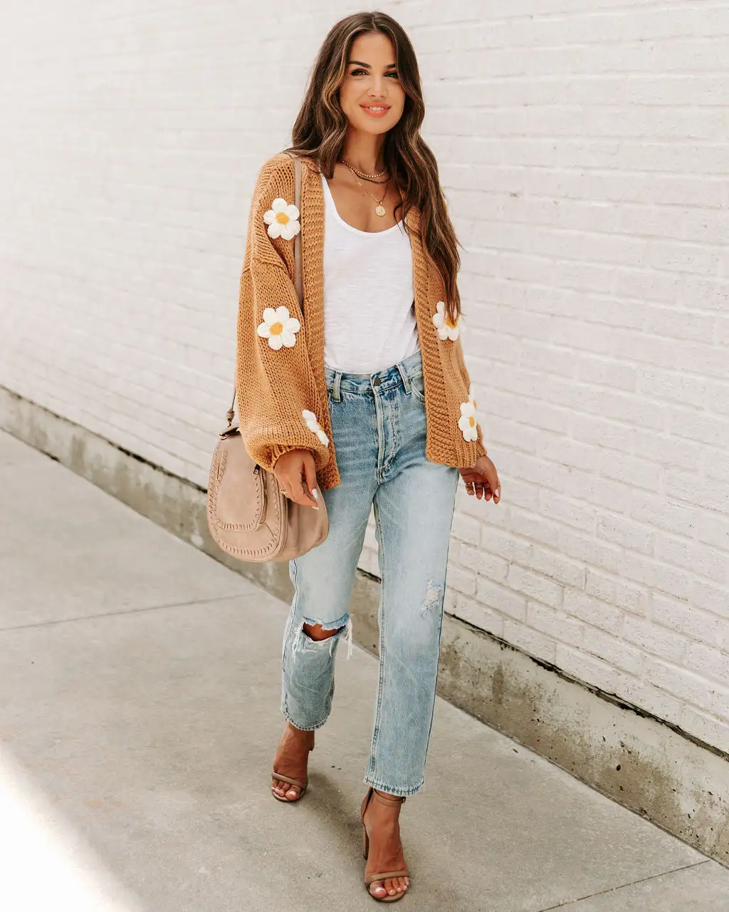 Fallen Daisy Oversized Knit Cardigan - Camel - FINAL SALE 6 Fallen Daisy Oversized Knit Cardigan - Camel - FINAL SALE - Image 6