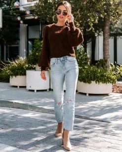 Tana Balloon Sleeve Knit Sweater - Chocolate - FINAL SALE -clothes Sales EM4A6183