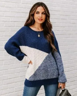 River Run Cable Knit Colorblock Sweater - FINAL SALE -clothes Sales EM4A6325