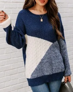 River Run Cable Knit Colorblock Sweater - FINAL SALE -clothes Sales EM4A6327