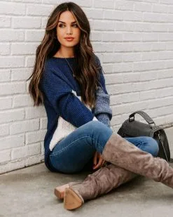 River Run Cable Knit Colorblock Sweater - FINAL SALE -clothes Sales EM4A6367