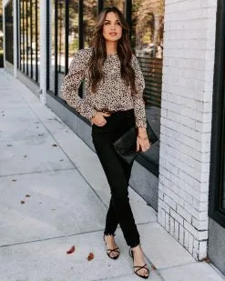 The Rockies Satin Printed Blouse - Sand - FINAL SALE -clothes Sales EM4A6584