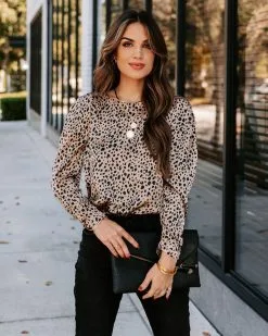 The Rockies Satin Printed Blouse - Sand - FINAL SALE -clothes Sales EM4A6600