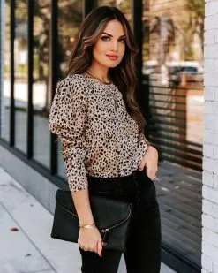 The Rockies Satin Printed Blouse - Sand - FINAL SALE -clothes Sales EM4A6613