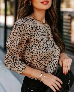 The Rockies Satin Printed Blouse - Sand - FINAL SALE -clothes Sales EM4A6618