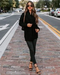 Aurelle Frayed Knit Cardigan - Black - FINAL SALE 8 Aurelle Frayed Knit Cardigan - Black - FINAL SALE -clothes Sales EM4A6675