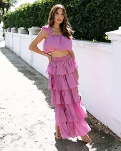 ENDL-001 Easy To Love Tiered Midi Skirt - Orchid
