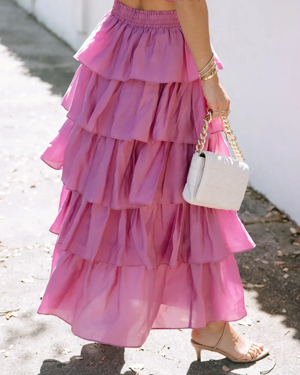 ENDL-001 Easy To Love Tiered Midi Skirt - Orchid 2 ENDL-001 Easy To Love Tiered Midi Skirt - Orchid - Image 2