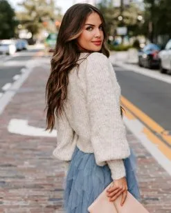 Tana Balloon Sleeve Knit Sweater - Oatmeal - FINAL SALE -clothes Sales EM4A6884