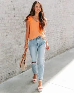 Fino Flutter Sleeve Top - Orange - LAST CHANCE -clothes Sales EM4A6910