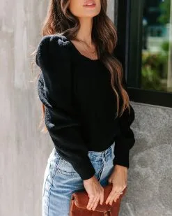 ENDL-001 Arianna Knit Puff Sleeve Sweater - Black - FINAL SALE 12 ENDL-001 Arianna Knit Puff Sleeve Sweater - Black - FINAL SALE -clothes Sales EM4A7136