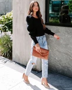 ENDL-001 Arianna Knit Puff Sleeve Sweater - Black - FINAL SALE 17 ENDL-001 Arianna Knit Puff Sleeve Sweater - Black - FINAL SALE -clothes Sales EM4A7155