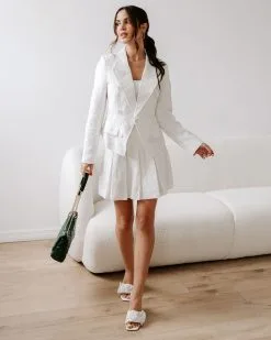 FATE-001 Peace Of Mind Pleated Embossed Mini Skirt - White - FINAL SALE -clothes Sales EM4A7718 f8867e53 20d0 4ea6 810c e745ad8b3fd9