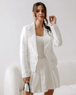 FATE-001 Peace Of Mind Pleated Embossed Mini Skirt - White - FINAL SALE -clothes Sales EM4A7741 bf0deb39 d56a 4852 8f86 13522e969bc1