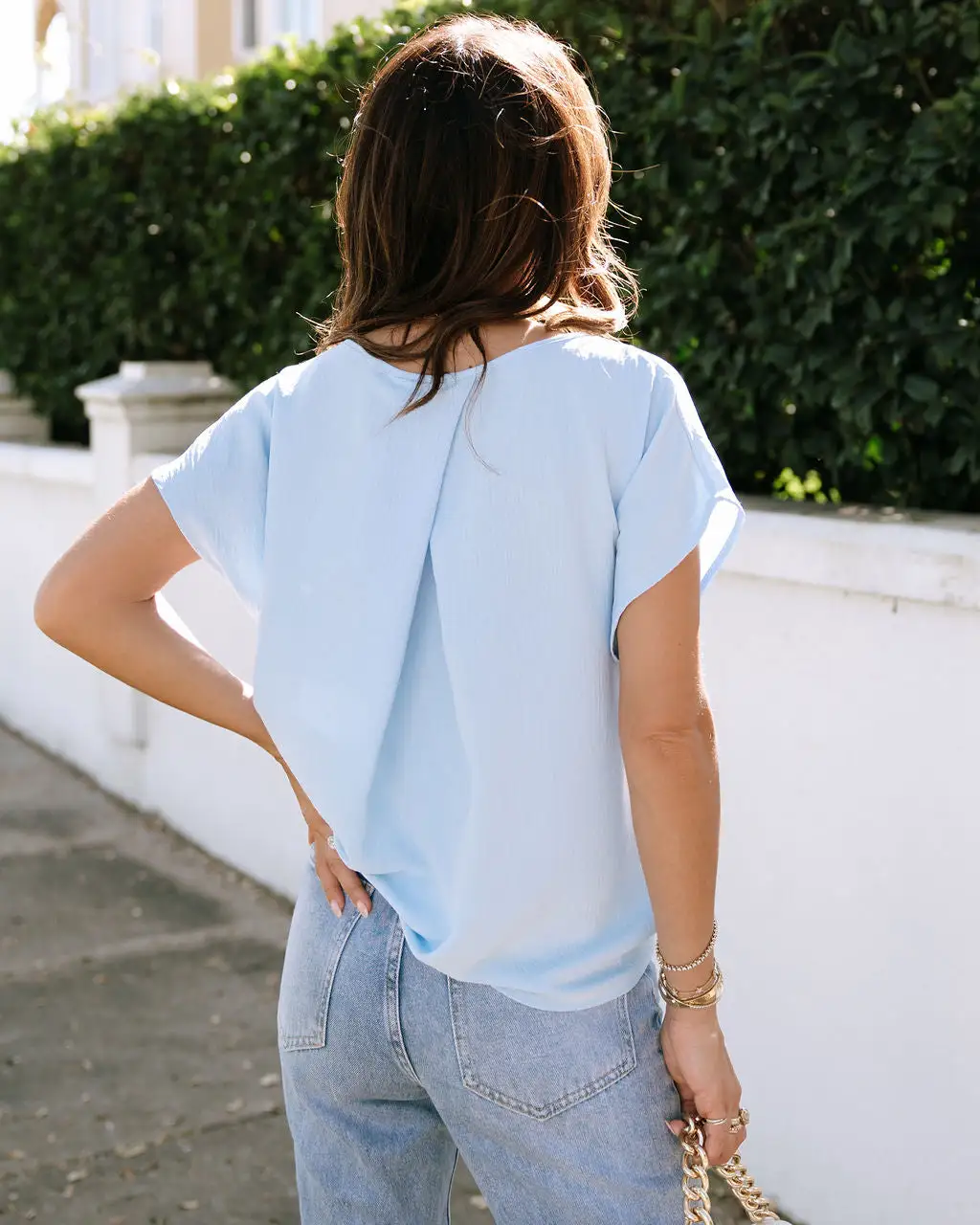 GILL-001 Misha Short Sleeve Top - Light Blue 4 GILL-001 Misha Short Sleeve Top - Light Blue - Image 4