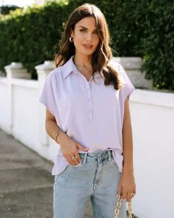Beckie Short Sleeve Henley - Lavender