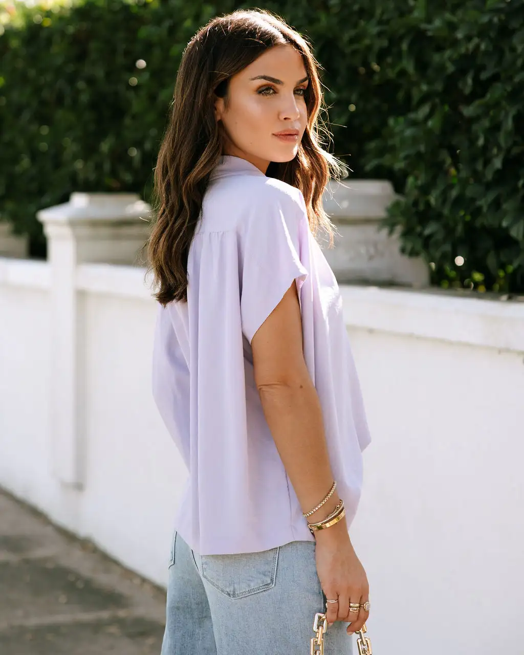 Beckie Short Sleeve Henley - Lavender 4 Beckie Short Sleeve Henley - Lavender - Image 4