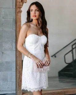 To Be With You Lace Strapless Corset Mini Dress - White - FINAL SALE -clothes Sales EM4A8479
