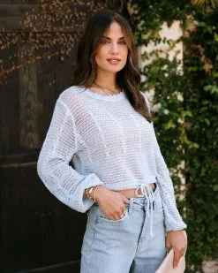 EMOR-001 Brisa Knit Long Sleeve Top - Light Blue - SALE