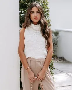 Rachel Cotton Knit Turtleneck Top - Ivory - FINAL SALE